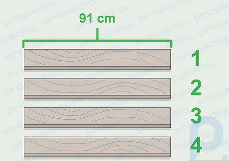 Paso 3 Corte 4 tablas de 2x4 para que midan 91 cm (3 pies) de largo.