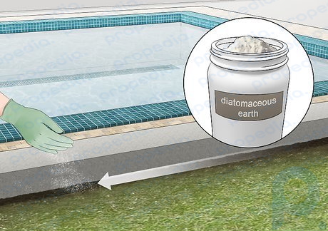 ステップ 4 天然殺虫剤として、プールの周りに珪藻土を撒きます。
