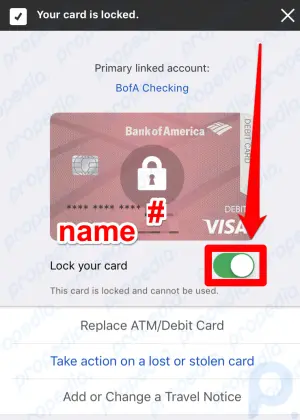 Como bloquear e desbloquear seu cartão de cobrança do Bank of America por meio do aplicativo móvel do Bank of America