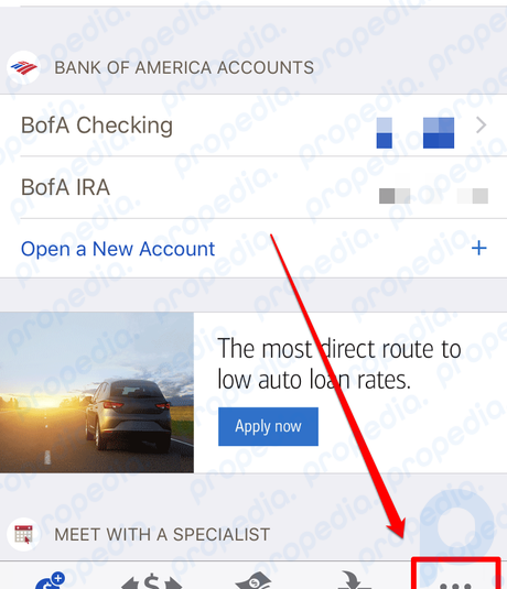 Bloquee y desbloquee su tarjeta de crédito de Bank of America a través de la aplicación móvil de Bank of America Paso 3.png