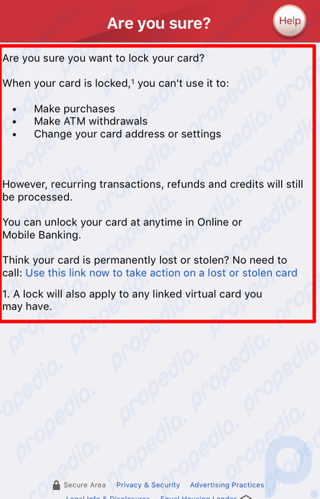 Bloquee y desbloquee su tarjeta de crédito de Bank of America a través de la aplicación móvil de Bank of America Paso 8.png