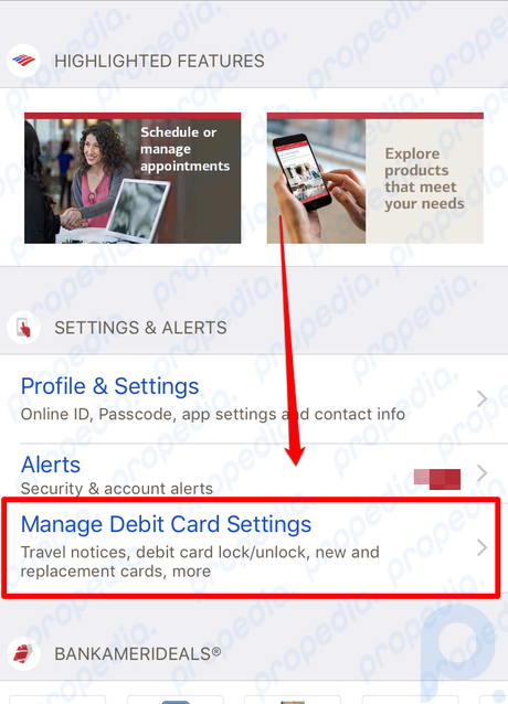 Bloquee y desbloquee su tarjeta de crédito de Bank of America a través de la aplicación móvil de Bank of America Paso 4.png