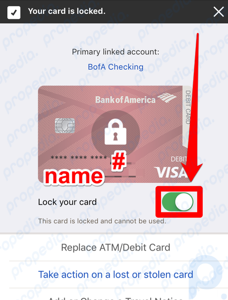 Bloquee y desbloquee su tarjeta de crédito de Bank of America a través de la aplicación móvil de Bank of America Paso 10.png
