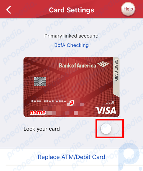 Bloquee y desbloquee su tarjeta de crédito de Bank of America a través de la aplicación móvil de Bank of America Paso 7.png
