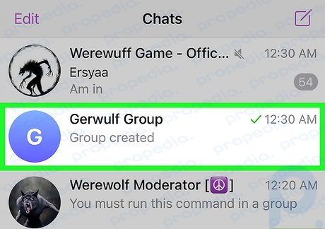 Paso 3: Toca el chat grupal con el que deseas jugar a Werewolf.