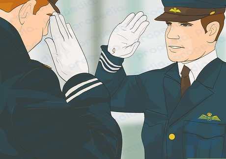 Step 3 Acknowledge your superiors with a salute.