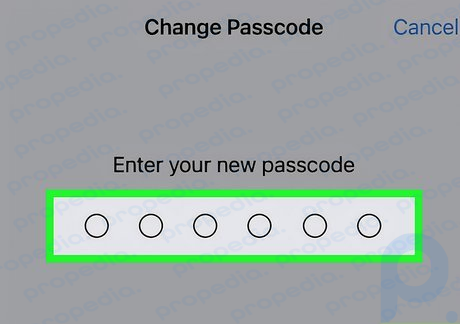 Step 7 Enter your new passcode.