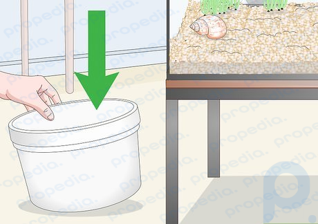 Step 2 Place a plastic bucket on the floor near the tank.