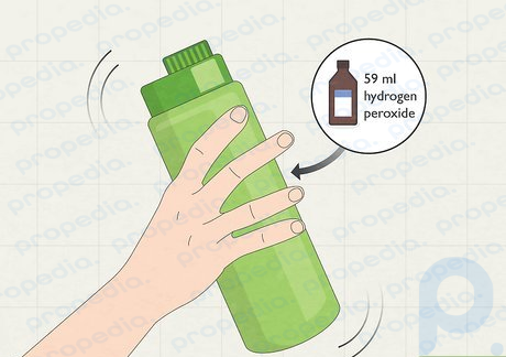 Step 1 Pour in ¼ c (59 ml) of hydrogen peroxide and shake the bottle.