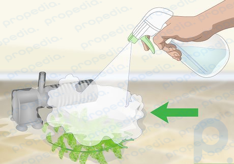 Step 1 Spray the removable tank items with your vinegar or bleach cleaning solution.