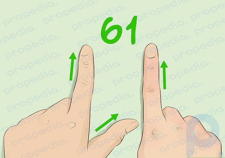 Step 6 Indicate 50 with just your left thumb, then go up to 99.