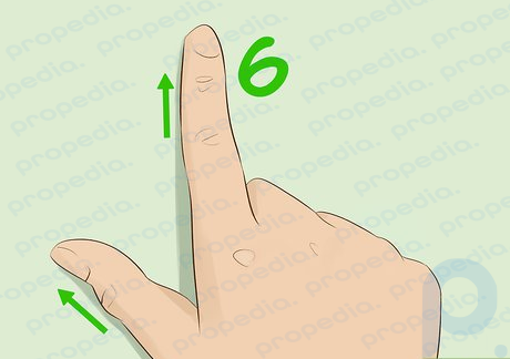 Paso 8 Toque el pulgar y el índice derechos hacia abajo para indicar 6.