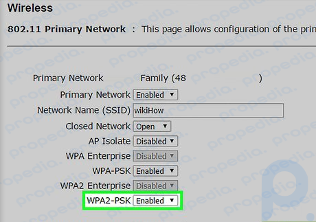 Paso 8 Seleccione WPA2-Personal como opción de Autenticación o Seguridad.