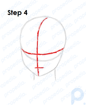 Step 4 Make two intersecting lines across the entire head shape, one vertical and one horizontal.