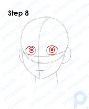 Step 8 Tighten the shape of Aang's eyes by darkening the top and bottom part of each circle.