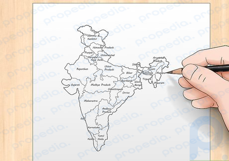 Adım 1 Sınır çizgilerini göstermek için Hindistan'ın eyaletlerini ve birlik bölgelerini çizin.