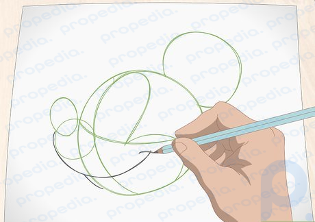 Step 7 Connect the bottom of the small circle and the center of the big circle with a line.