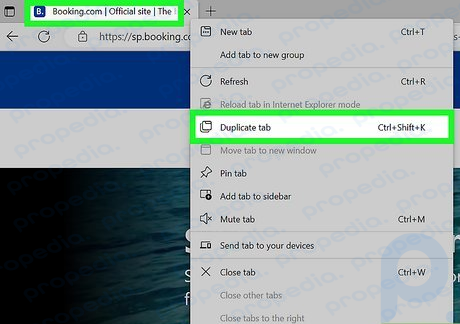 Paso 2 Alternativamente, haga clic derecho en la pestaña y seleccione Duplicar pestaña.