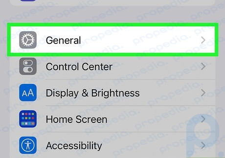 Step 2 Scroll down and tap General.