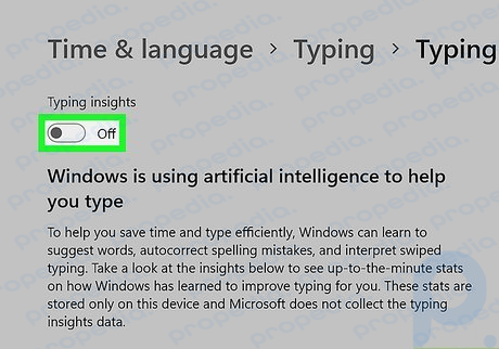 Step 4 Click the switch to turn off Typing Insights.