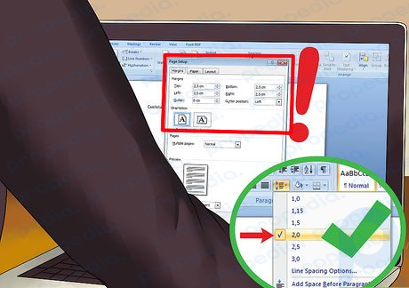 Step 4 Look for 1 inch (2.5 cm) page margins and double spacing.