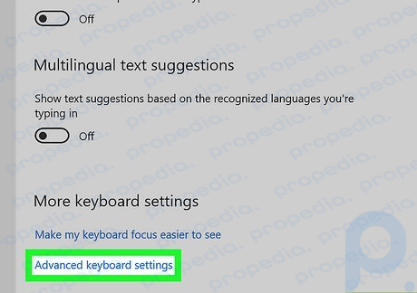 Paso 6: Haga clic en Configuración avanzada del teclado.