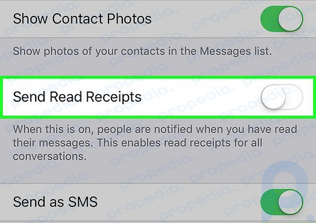 Step 3 Slide the Send Read Receipts switch to off position.