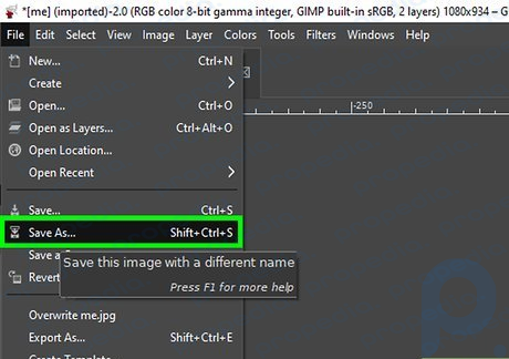 Paso 8 Guarde la foto como un archivo GIMP.