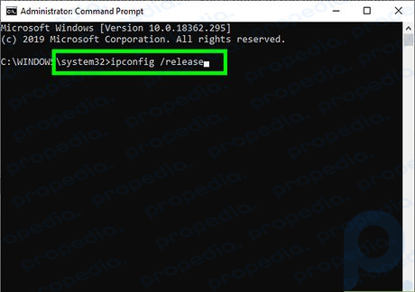 Paso 5 Escribe ipconfig /release y presiona ↵ Enter.